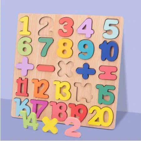Colorful Alphabet & Number Wooden Puzzles, Kids Intelligent Matching Game, Preschool Children Early Educational Toy