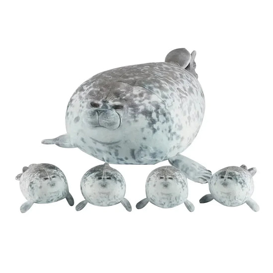 Mother & Baby Seal Plush Toy Set – Soft Zipper Seal Doll Gift