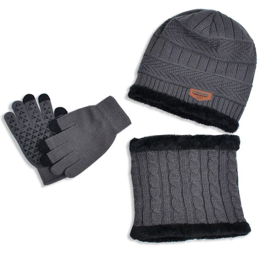 Winter Kids’ Hat, Scarf & Gloves Set – Plush Lining Beanie, Non-Slip Gloves & Neck Warmer for Boys (Ages 4-10)