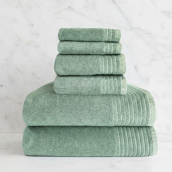 Quick-Drying Bamboo Spa Towel Set - Viscose from Bamboo + Cotton - 6pc - Seaglass