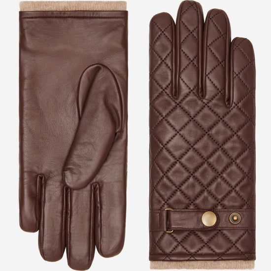 Sebastian (brown) – Sheepskin leather gloves with snap closure & touchscreen feature