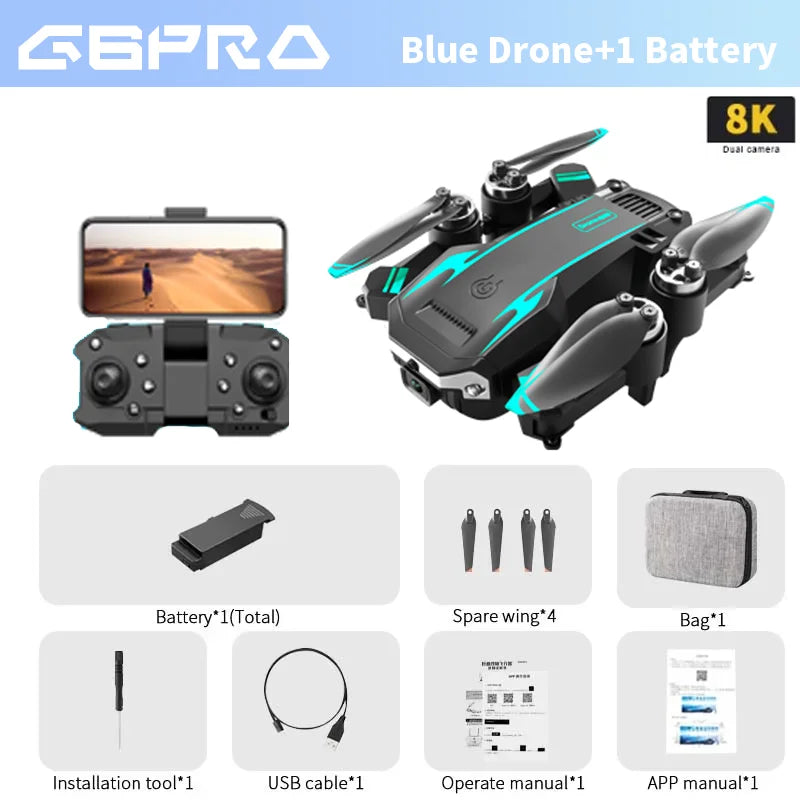 KBDFA G6 Drone 5G 8K HD Camera GPS Four-Sided Obstacle Avoidance RC Helicopter FPV WiFi Foldable Quadcopter Toy
