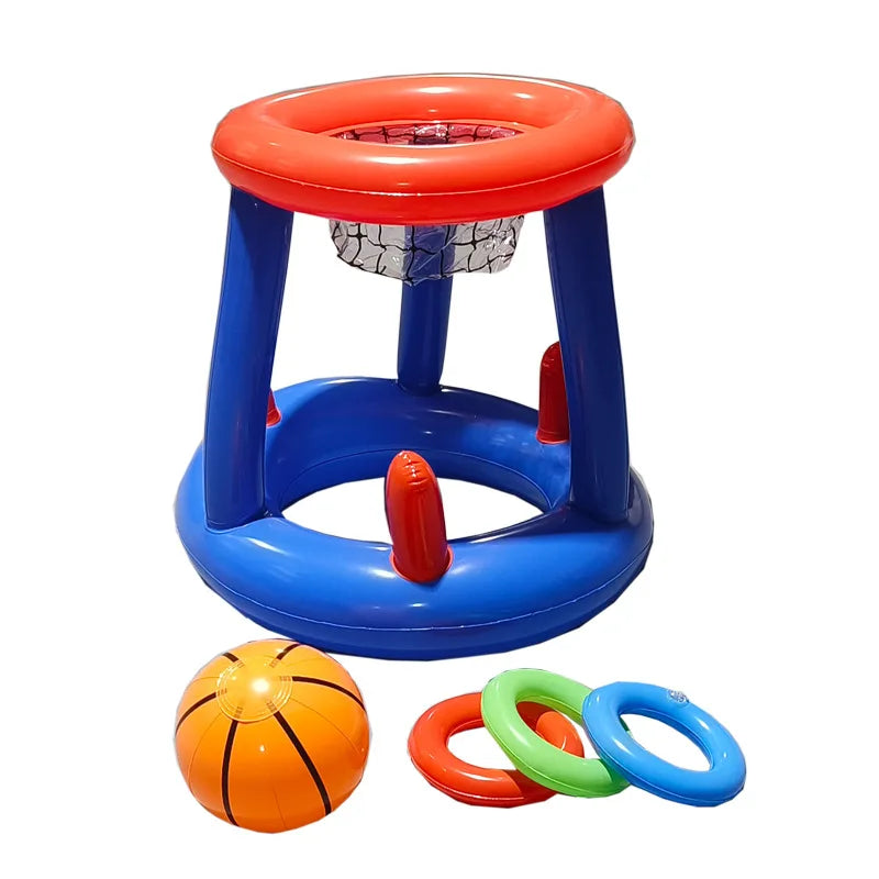 Inflatable Floating Basketball Hoop Ring Toss Pool Toy for Water Sports and Beach Parties
