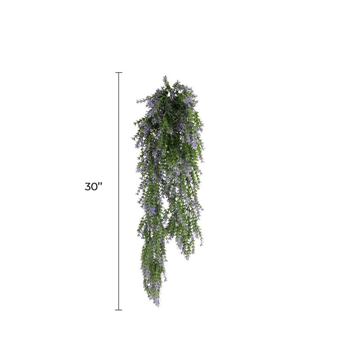 Set of purple and green artificial willow leaf hanging plants