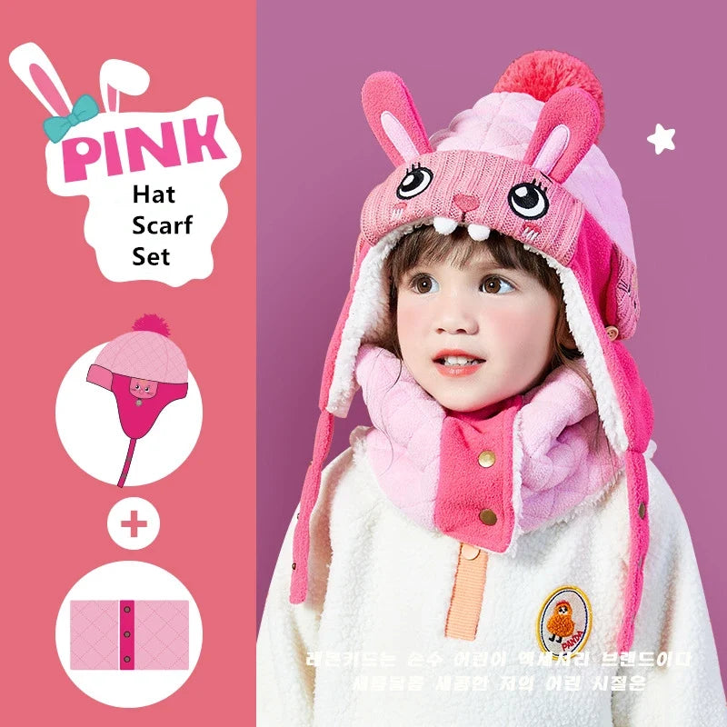 Kids Winter Dinosaur & Unicorn Style Hat, Scarf & Gloves Set – Warm Beanie Caps & Ski Suit for Boys & Girls Outdoor Riding Accessories