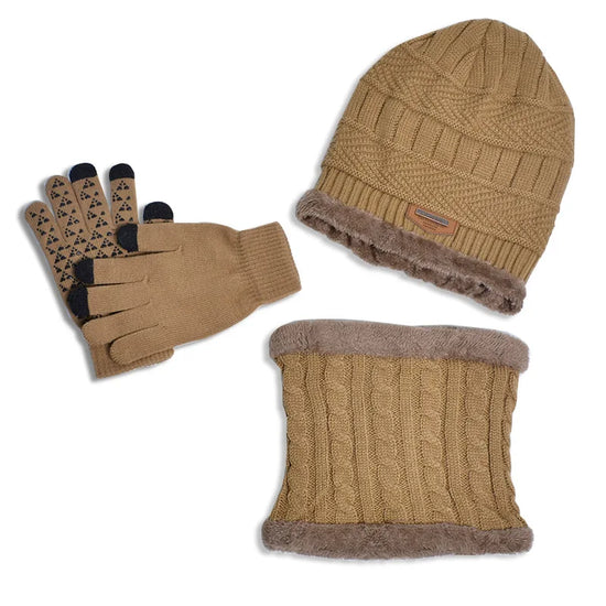 Winter Kids’ Hat, Scarf & Gloves Set – Plush Lining Beanie, Non-Slip Gloves & Neck Warmer for Boys (Ages 4-10)