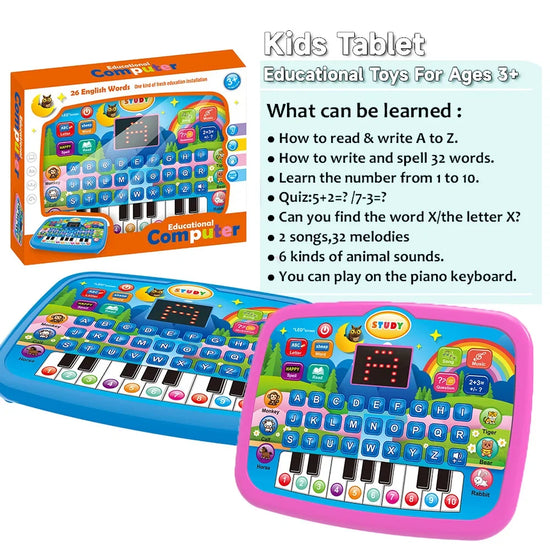 Kids Educational Tablet Toy Literacy Math Electronic Keyboard