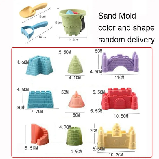 Outdoor Sand Toys Set With Bucket Shovel Rake Mold — 6Pcs Beach Kit