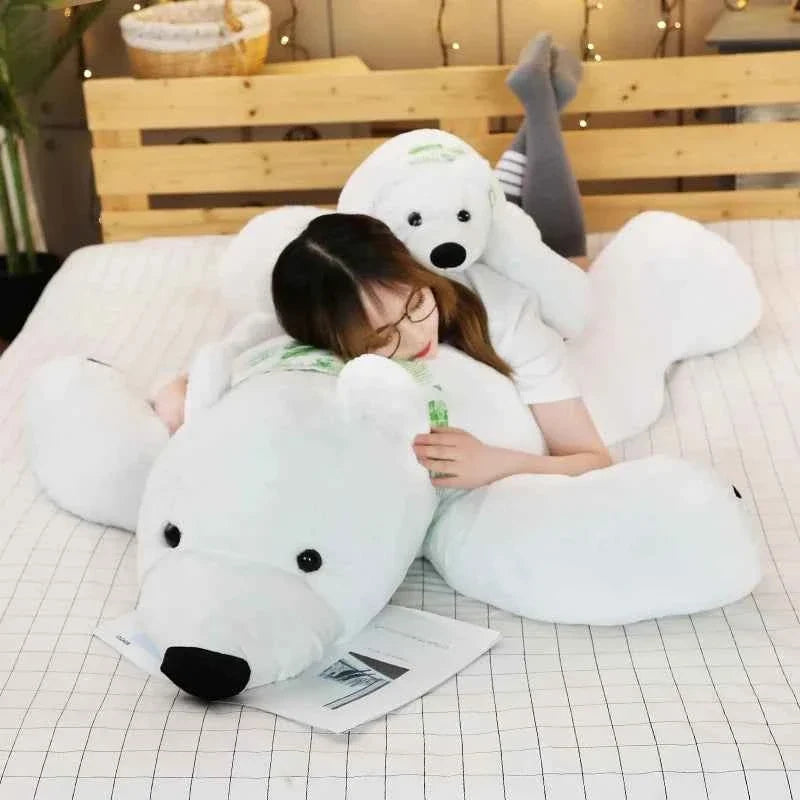 Giant Polar Bear Plush Toy (23.6-39.4 in) - Cute Cartoon Stuffed Doll Long Pillow Gift