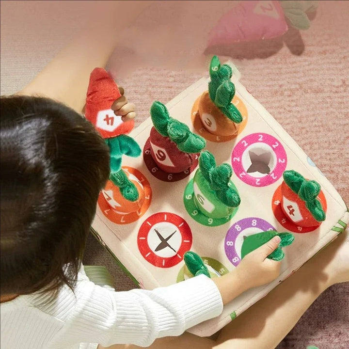 Montessori Pull Carrot Plush Sensory Toy for Babies & Toddlers - Fine Motor Matching Puzzle Educational Toy
