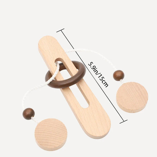 Wooden Kongming Lock Puzzle, Classic Luban Lock Brain Teaser Toy, Ring Escape Intelligence Game