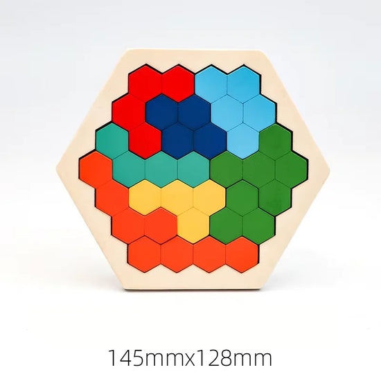 Wooden Tangram Puzzle Blocks Montessori 3D Russian Brain Teaser Toy Colorful Educational Jigsaw for Kids Ages 3-12