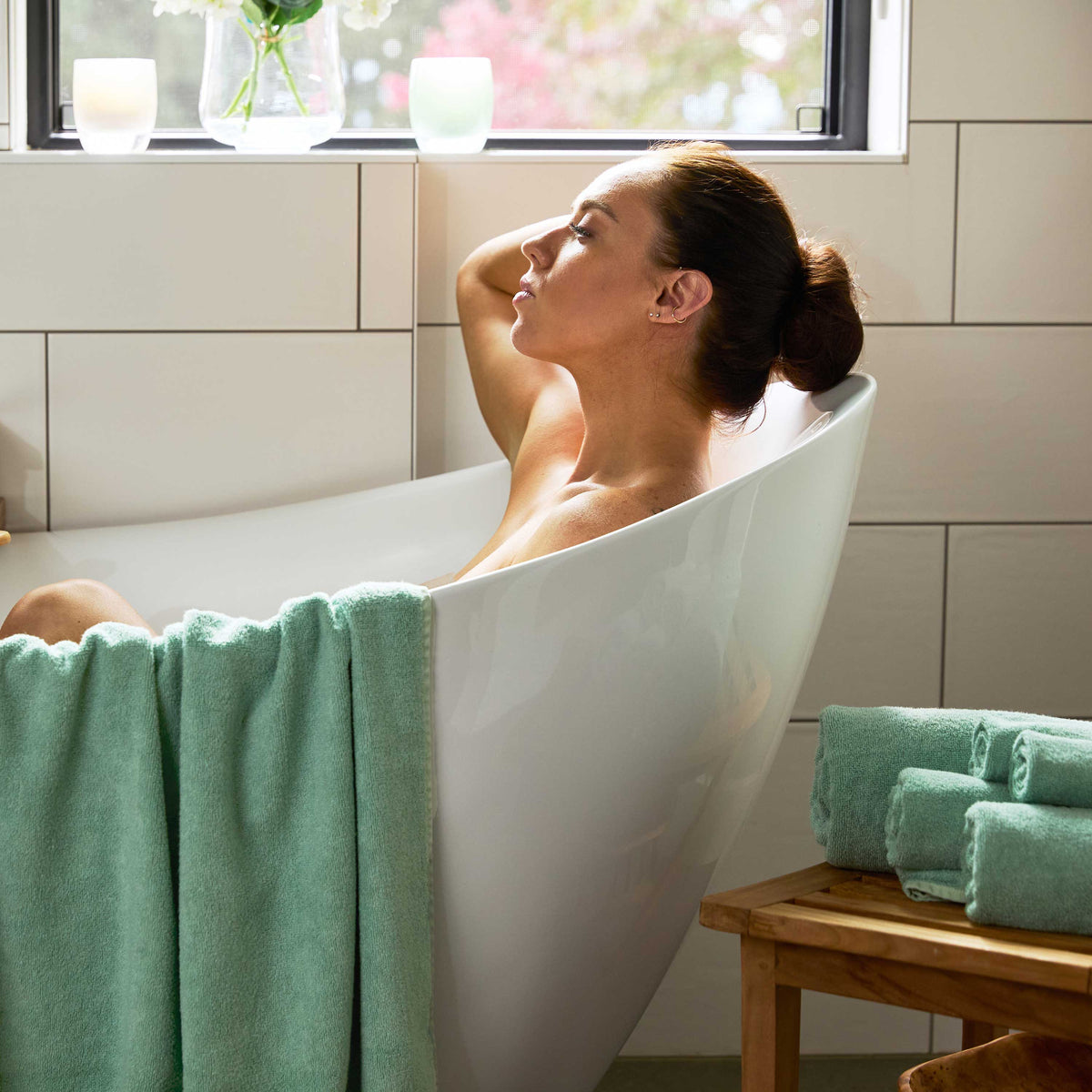 Quick-Drying Bamboo Spa Towel Set - Viscose from Bamboo + Cotton - 6pc - Seaglass