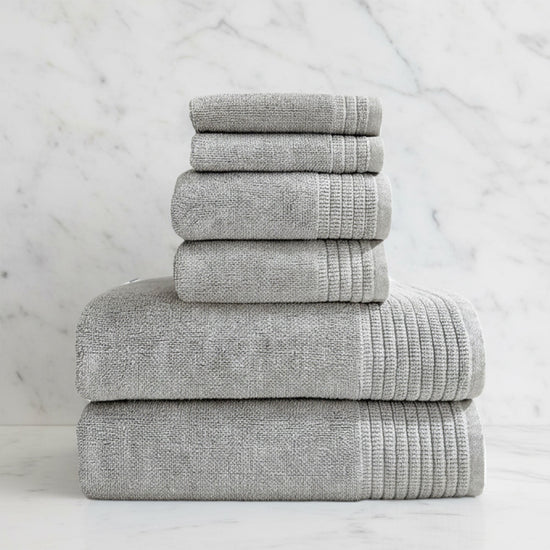 Quick-Drying Bamboo Spa Towel Set - Viscose from Bamboo + Cotton - 6pc - Stone