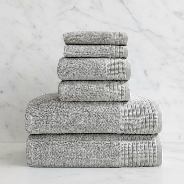 Quick-Drying Bamboo Spa Towel Set - Viscose from Bamboo + Cotton - 6pc - Stone