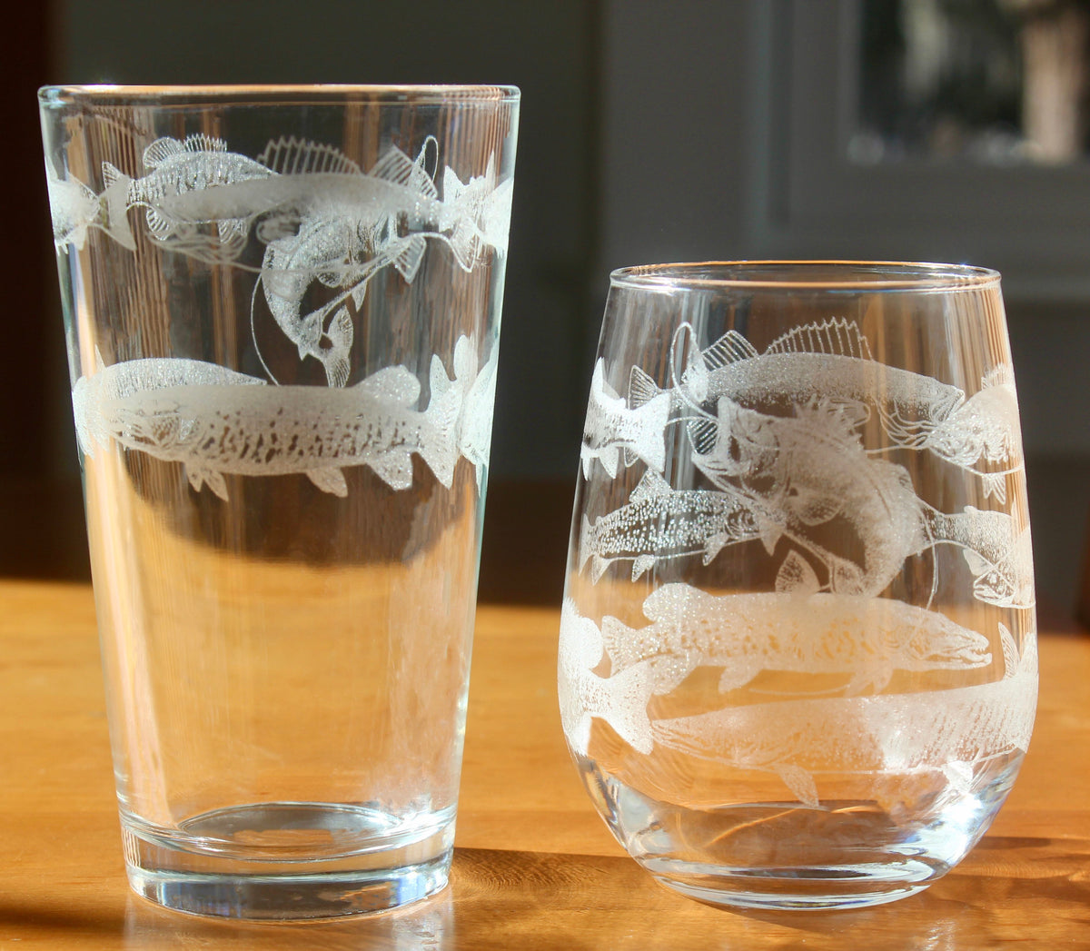 Sweetwater Slam Laser Engraved Glasses - Freshwater Fish - Gift for Fisherman