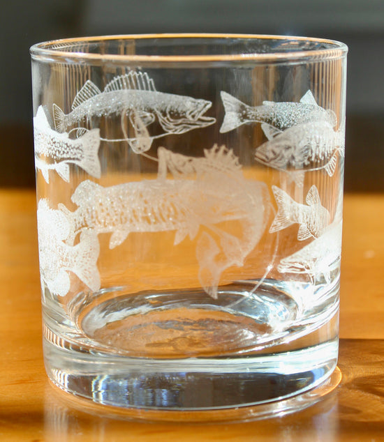 Sweetwater Slam Laser Engraved Glasses - Freshwater Fish - Gift for Fisherman