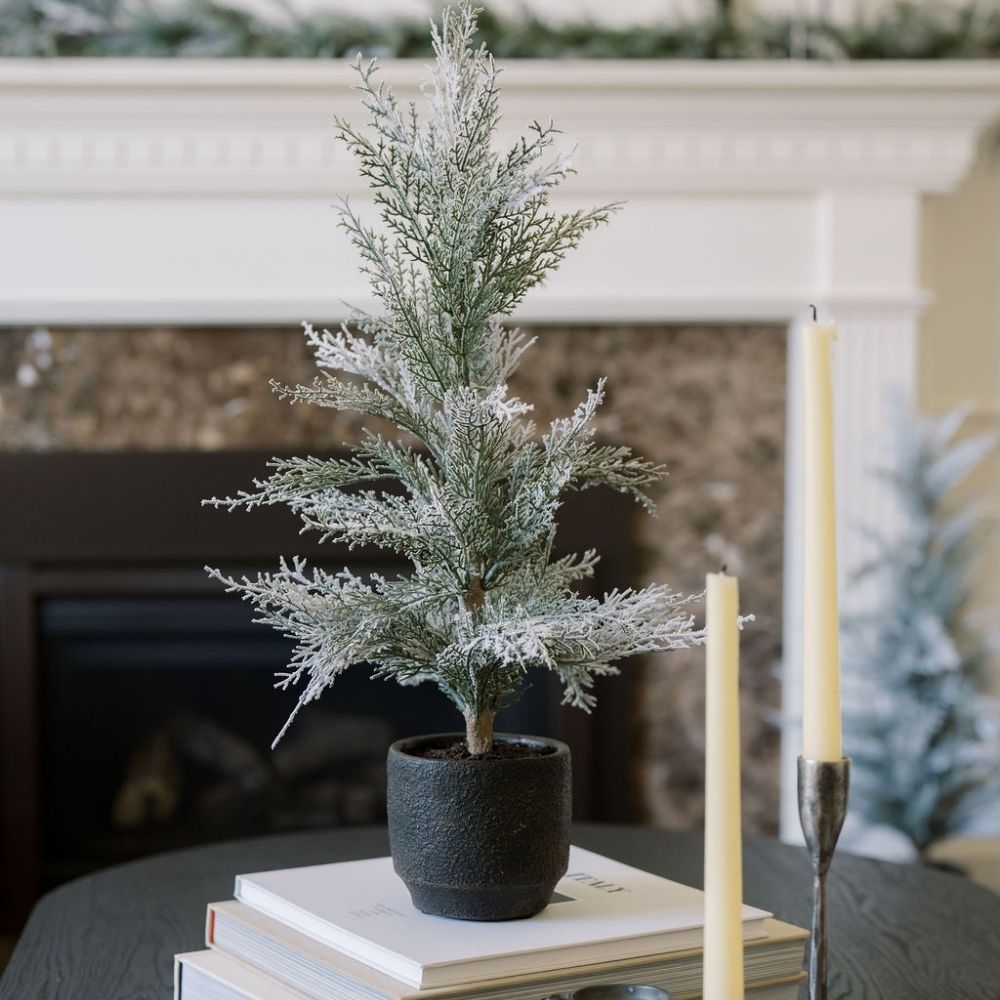 24" / 2' Flocked Cedar Tree Set