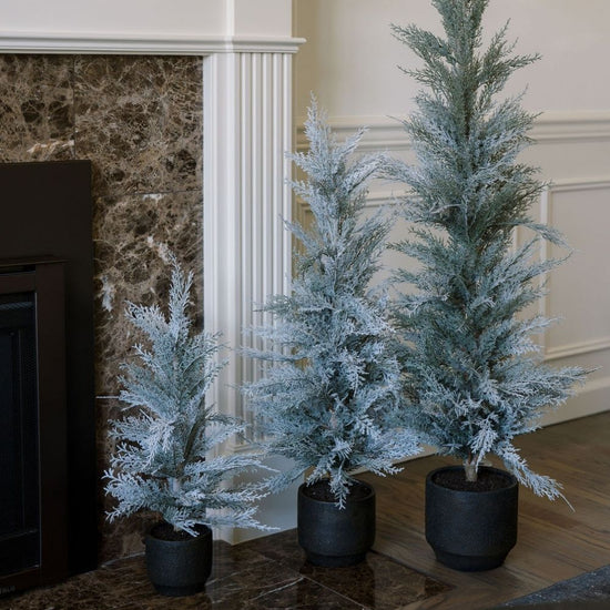 24" / 2' Flocked Cedar Tree Set