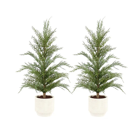 2' Faux Cedar Tree, Set of 2