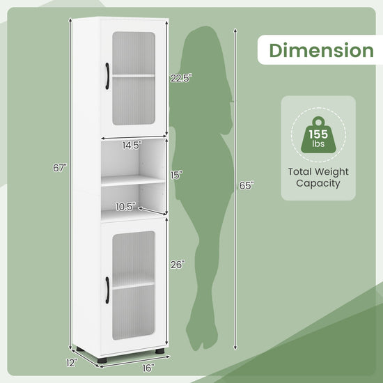 Tall Bathroom Storage Cabinet 67 Inches Freestanding Storage Organizer
