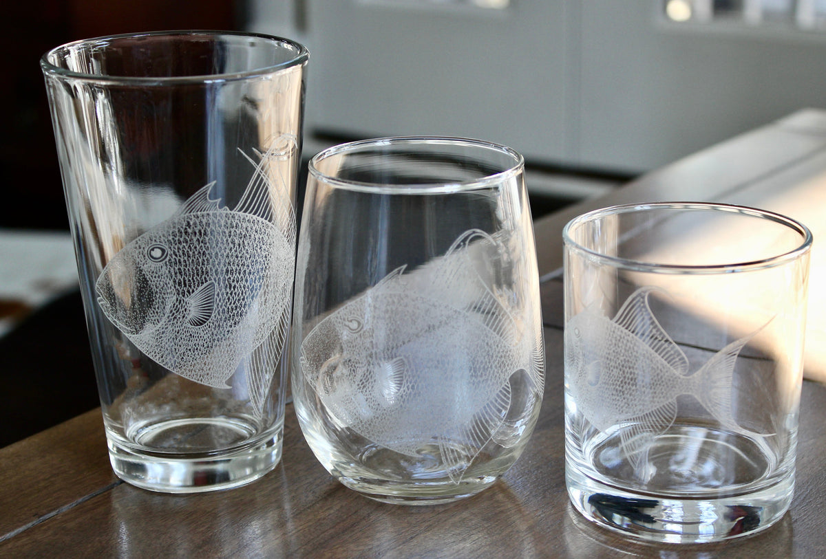 Triggerfish Laser Engraved Glasses