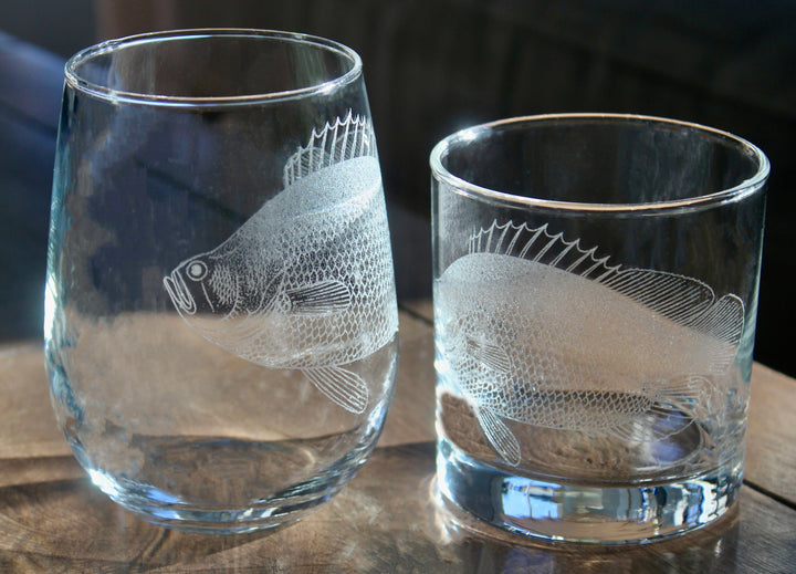 Tripletail Fish Laser Engraved Glasses - Gift for Fisherman