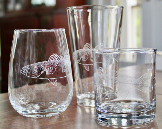 Speckled Trout Fish Laser Engraved Glasses