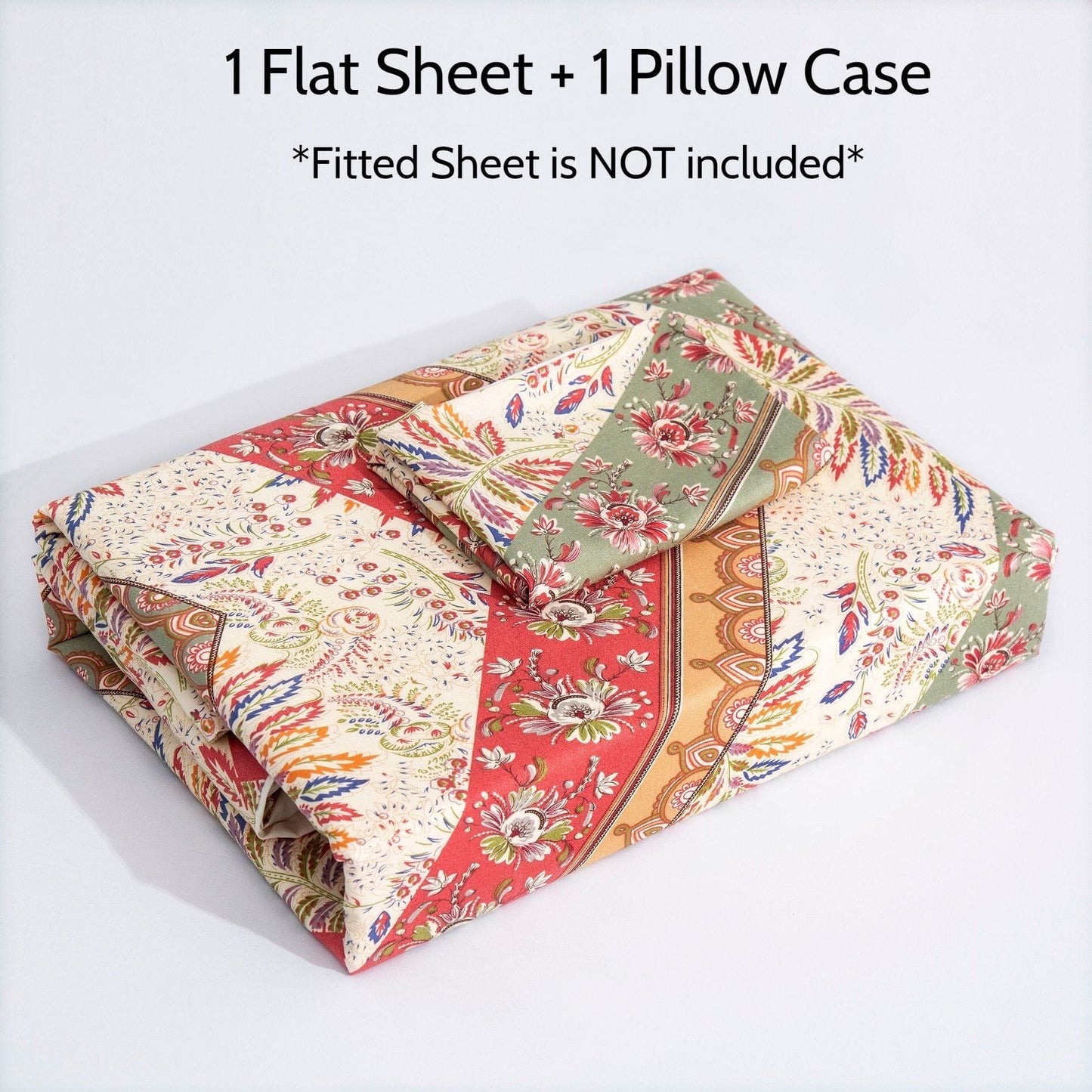 DaDa Bedding Cranberry Sage Floral Flat Sheet Set