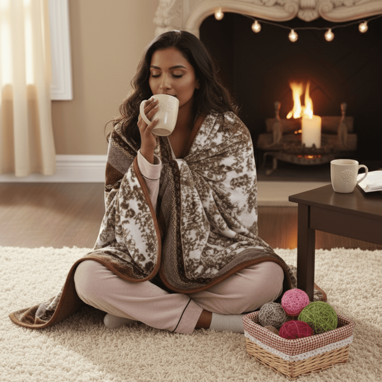 DaDa Bedding Elegant Twilight Lavender Brown Floral Flannel Mink Fleece Throw Blanket (XY9879)