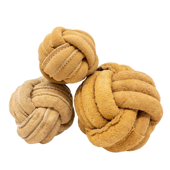 Huggle-Hide® Natural Leather Ball Dog Toy, 2 Pack