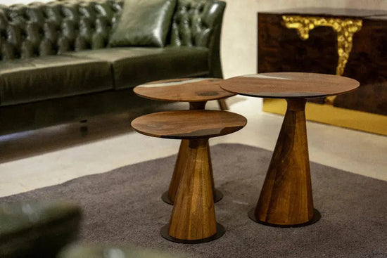 Resin Nesting Tables - Versatile Zigzag Epoxy Coffee Table Set
