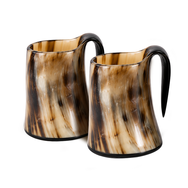 Buffalo Horn Whiskey Shot Glasses Mug Set of 2, Holds 4–5 oz
