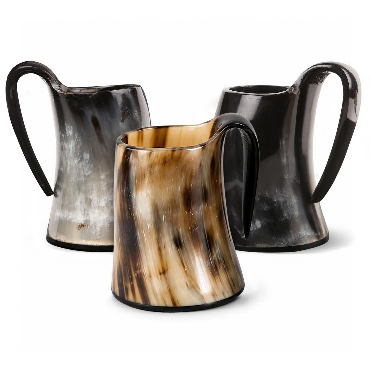 Buffalo Horn Whiskey Shot Glasses Mug Set of 3, Holds 4–5 oz
