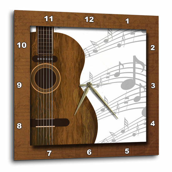 3dRose Susan Brown Designs Music Themes - Guitar Music Concept - Wall Clocks (DPP_149974)