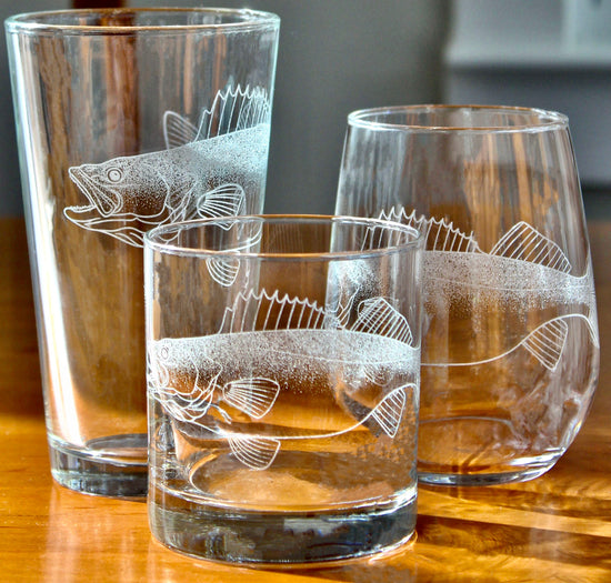 Walleye Fish Laser Engraved Glasses - Fishing Gift
