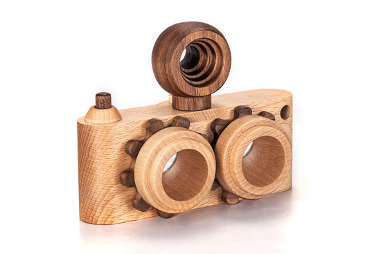Twinkle Camera - Beechwood Camera Body + No.4 Vintage Round Flashlight