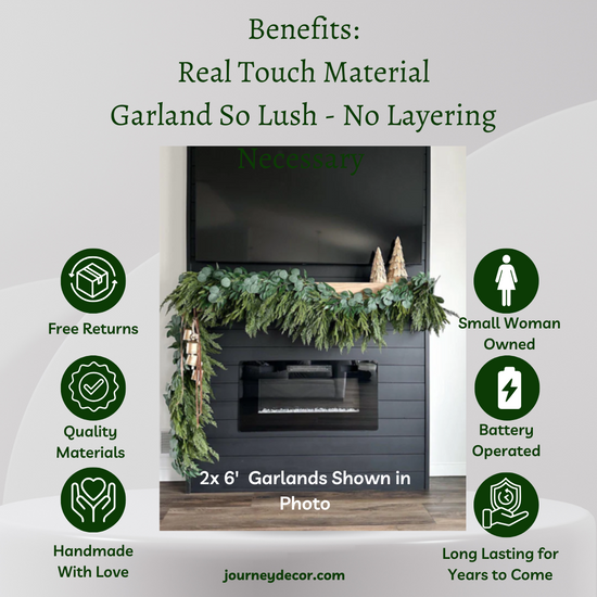 Artificial Cedar and Pine Garland, evergreen home accent for fireplace, railing or entryway
