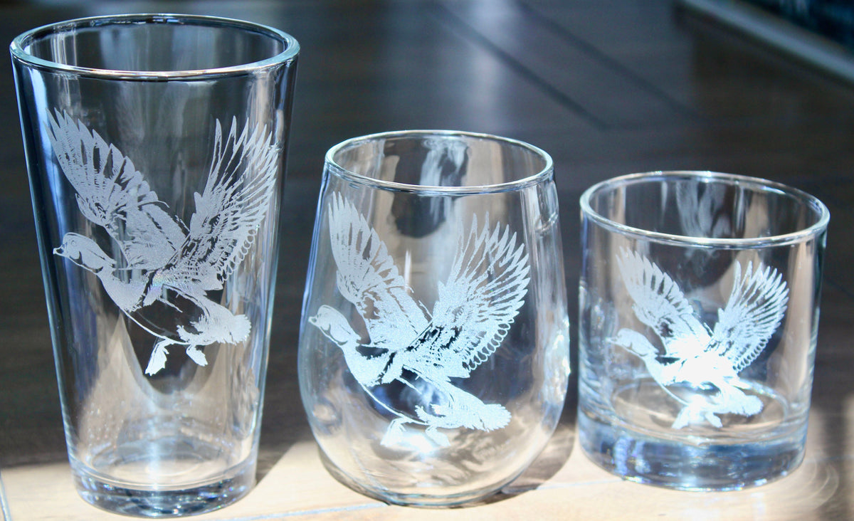 Wood Duck Laser Engraved Glasses