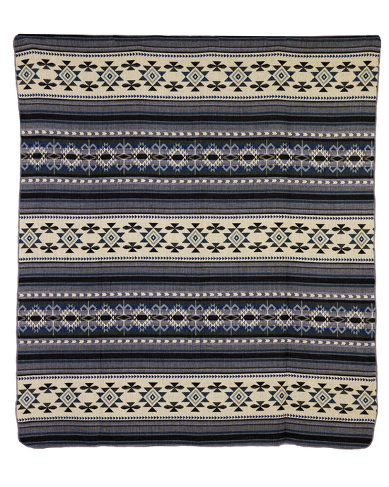 Reversible Handwoven Alpaca Throw Blanket | Geometric Blue, Gray & Cream | Yachana Collection