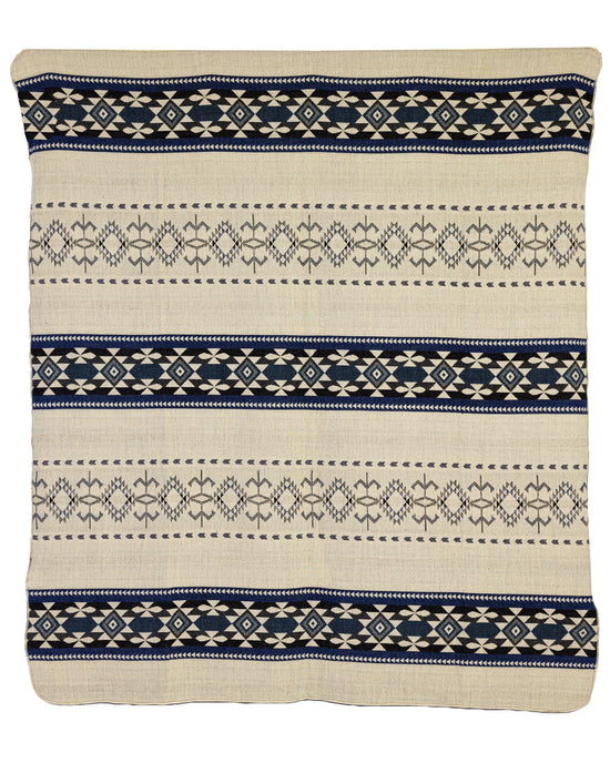 Reversible Handwoven Alpaca Throw Blanket | Geometric Blue, Gray & Cream | Yachana Collection