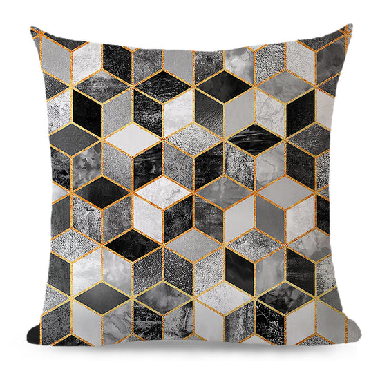 Throw Pillow Cover with 450g Insert, geometric, 18X18, Decorative Cushion – Fancy & Stacy