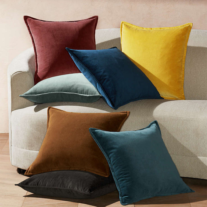 Throw Pillow Cover with 450g Insert, dark, luxury velvet accent for sofa or bed at Cedar & Spice Gifts