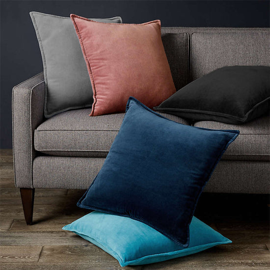 Throw Pillow Cover with 450g Insert, dark-grey, velvet, 20X20, Decorative Cushion – Fancy & Stacy