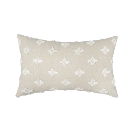 12''x20'' tufted floral lumbar support 100% cotton throw pillow | 7 colors textured daisy stitch design | boho chic lumbar & accent pillow | insert included