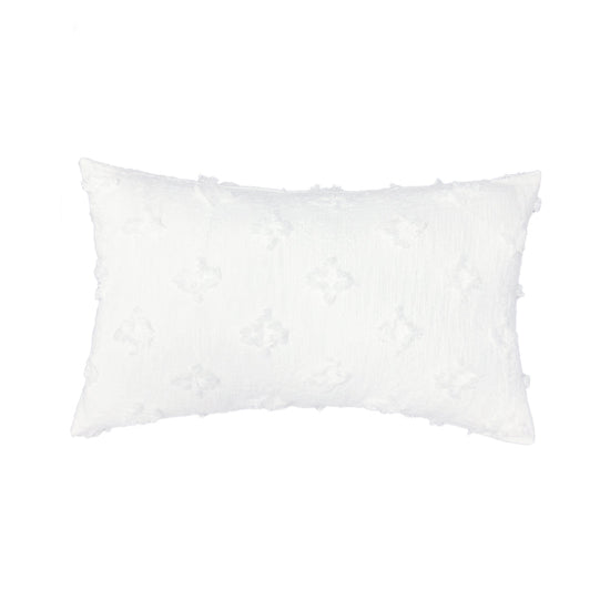 12''x20'' tufted floral lumbar support 100% cotton throw pillow | 7 colors textured daisy stitch design | boho chic lumbar & accent pillow | insert included