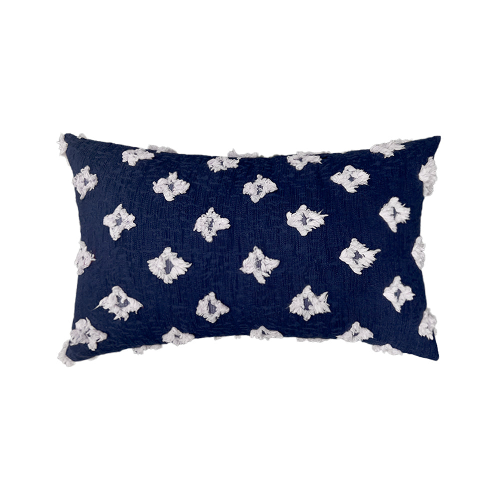 12''x20'' tufted floral lumbar support 100% cotton throw pillow | 7 colors textured daisy stitch design | boho chic lumbar & accent pillow | insert included