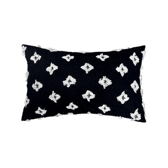 12''x20'' tufted floral lumbar support 100% cotton throw pillow | 7 colors textured daisy stitch design | boho chic lumbar & accent pillow | insert included