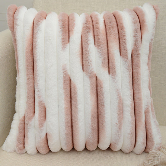 18"x18" Ribbed Ombre Faux Fur Pillow 5 Colors – Ultra-Soft Two-Tone Design Luxury Textured Accent Insert Included