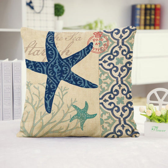 18''x18'' coastal print throw pillow | 15 designs nautical & beach themed | rustic seaside accent | insert included